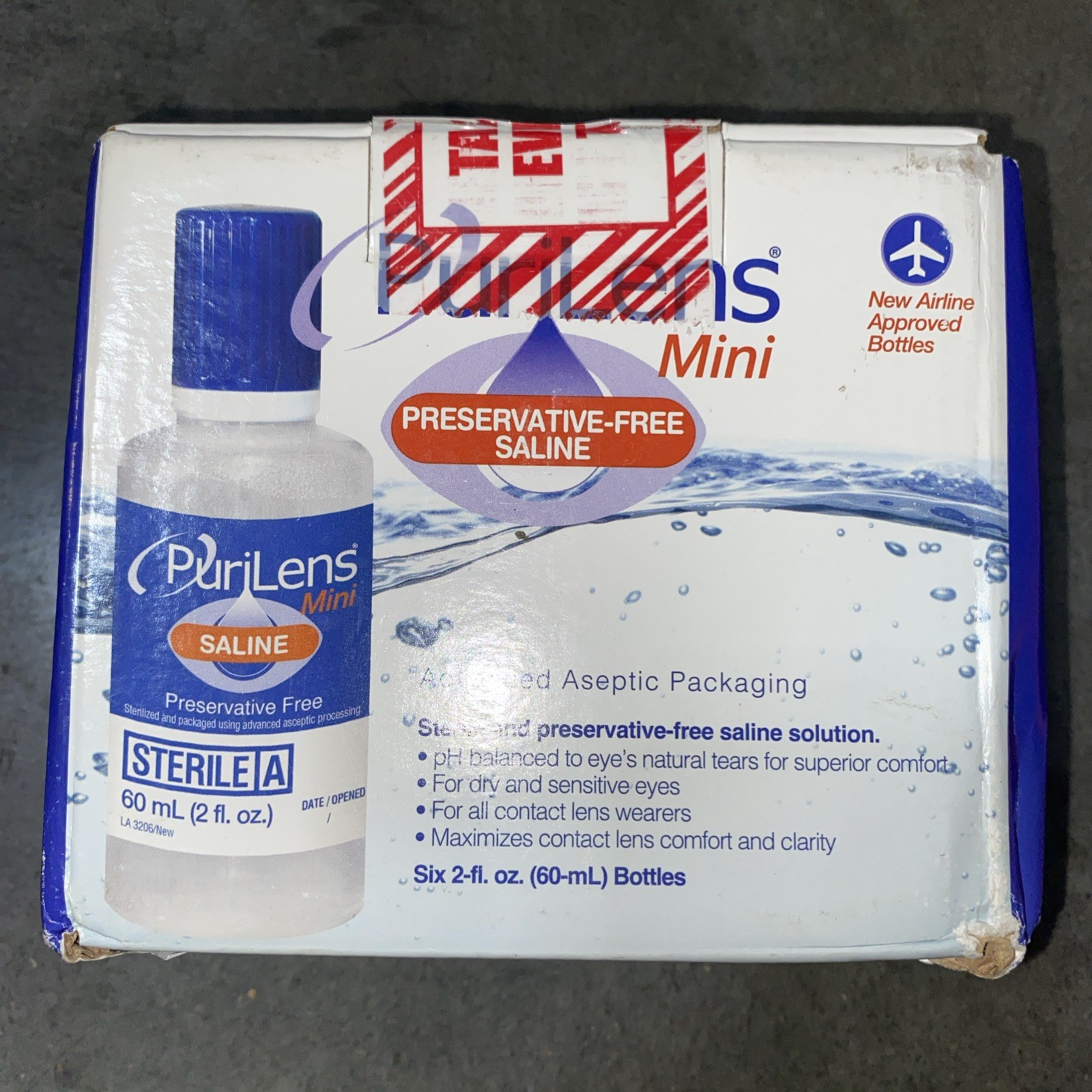 Purilens Mini Contact Lens Saline 60ml (2 fl. oz.) 6 Pack Ai