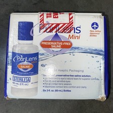 Purilens Mini lentille de contact saline 60 ml (2 fl. oz.) Lot de 6 compagnies aériennes homologuées