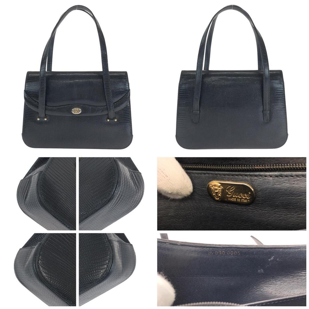 GUCCI Vintage Interlocking Black Gold Hardware Leather Bag Used thumbnail 2