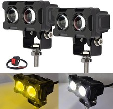 LED Motorcycle Driving Fog Lights Dual Color Amber/White 2Pcs Motorcycle lamp