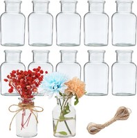 12Er Set Kleine Vasen 125Ml Vasen Klein Tischdeko Mit 10M Juteschnur Glasvasen