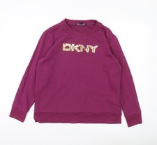 Womens UK S Regular DKNY Purple Pullover Sweatshirt