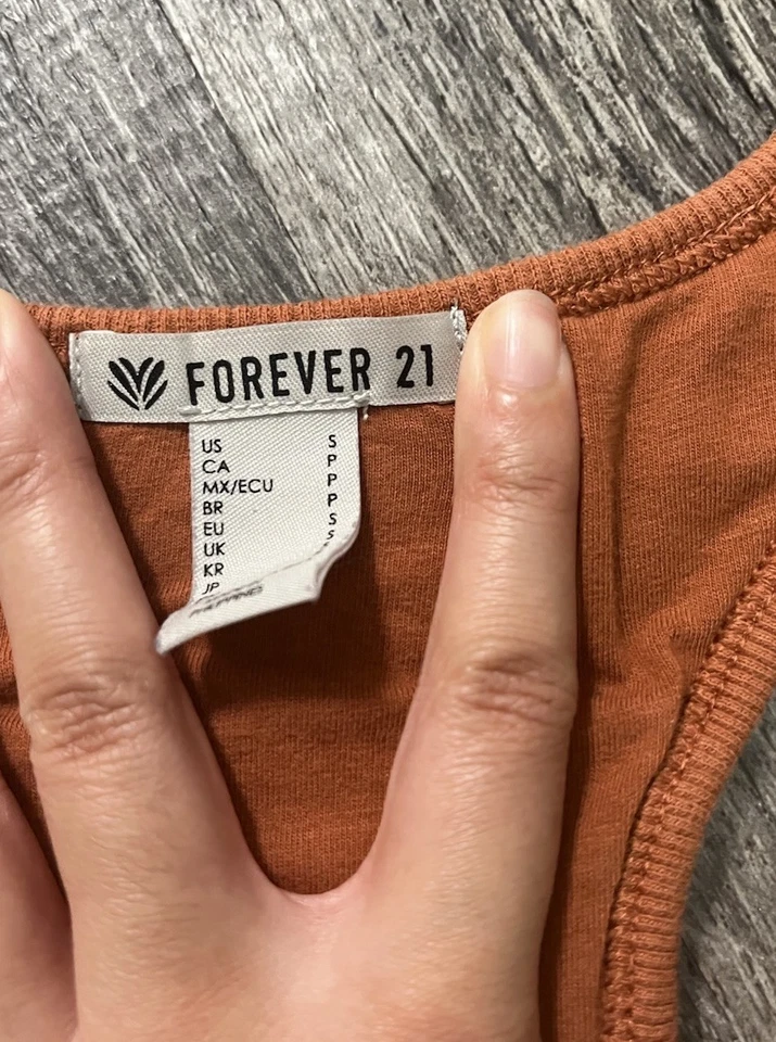 Forever 21 Small Orange Ribbed Racerback Crop Tank Top Women’s Activewear - Image 3 of 4