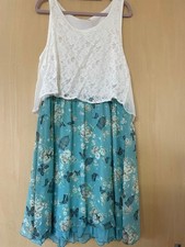 Axes Summer Dress White & Light Blue Floral Baby Doll Used