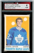 1970-71 O-Pee-Chee Darryl Sittler Graded Rookie Card #218 KSA 4.0