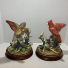 Andrea by Sadek Cardinal Porcelain Figurines with Wood Bases Vintage