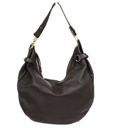 SALVATORE FERRAGAMO Logo Hobo Hand Bag Leather Brown GHW Italy 02CB092