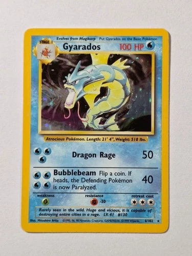 Gyarados 6/102 Base Set Rare Holo Pokemon Card WOTC 1999 - Near Mint