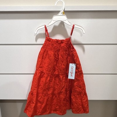 Cat & Jack Girls Red Floral Embroidered Sleeveless Sundress Cotton 3T