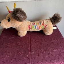CELEBRATE Singing, Ear Flopping, Light-Up DACHSHUND "Happy Birthday" Plush NWT