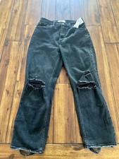 Abercrombie And Fitch Womens Jeans Sz 26 Short Black Rippd Ultra High Rise NWT