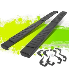 6" Flat Style Coated Step Bar Running Boards for Silverado Sierra Crew Cab 07-19