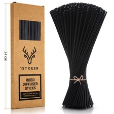 Reed Diffuser Sticks – 100 Pcs of Black Rattan Essential Oil Aroma Refill Wood S