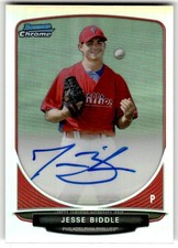 2013 Bowman Jesse Biddle Chrome Autographs Refractors #/500 #BCP-JBI