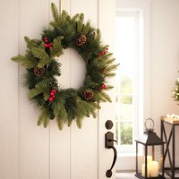 KüNstlicher Weihnachtskranz 50 Cm Mit Roten Ilex-Beeren Dekoranz Spritzguss Mix