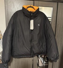 Calvin Klein Black Orange Reversible 90s Puffer Jacket size Large RRP £229 nwt 