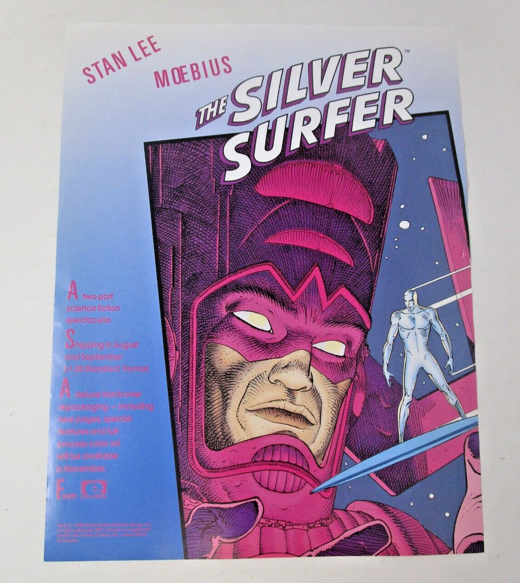 Silver Surfer Marvel Promo Poster Stan Lee Moebius 1988 11x8.5