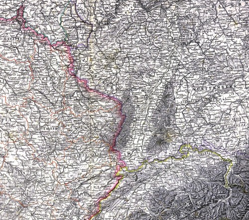 1882 Stieler Map France & Germany Kolmar Zurich Basel Dijon Wurtenburg Paris - Picture 2 of 2