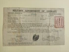 WW2 Germany Military Government Temporary Registration Card, map on the back