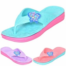 Girls Flip Flops Sandals Summer Beach Pool Holiday Butterfly Kids Flat Toe Post