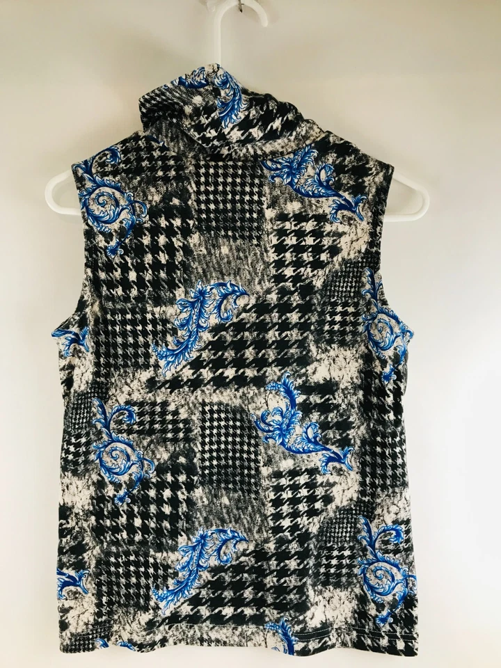 Weekenders Shirt, Women's Size Small, Black Blue Cream, Floral, Sleeveless, Cowl - Image 2 of 4