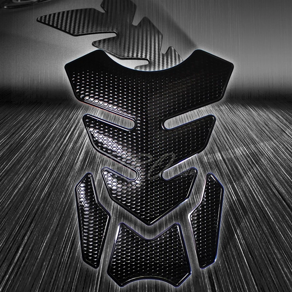 Almohadilla de tanque negra perforada de 4 piezas + cubierta de tapa de combustible brillante 03-17 CB/CBR-1000RR/600RR Foto 3 de 4