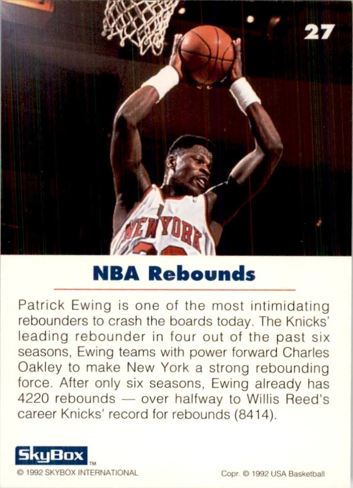 1992-93 SkyBox USA Basketball Patrick Ewing Basketball Cards #27 - Image 2 of 2