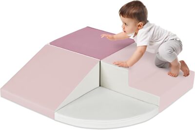 4-Piece Kids Climb & Crawl Soft Foam Block Activity Play Structures - Pink
