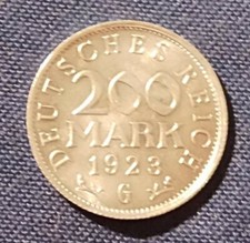 200 Mark 1923, Inflation, 5 M&uuml;nzen der Pr&auml;geanstalt G = Karlsruhe