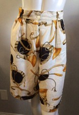 Vintage 80s Colorful Horn Ropes Print Jones New York Linen Walking Shorts Size 4