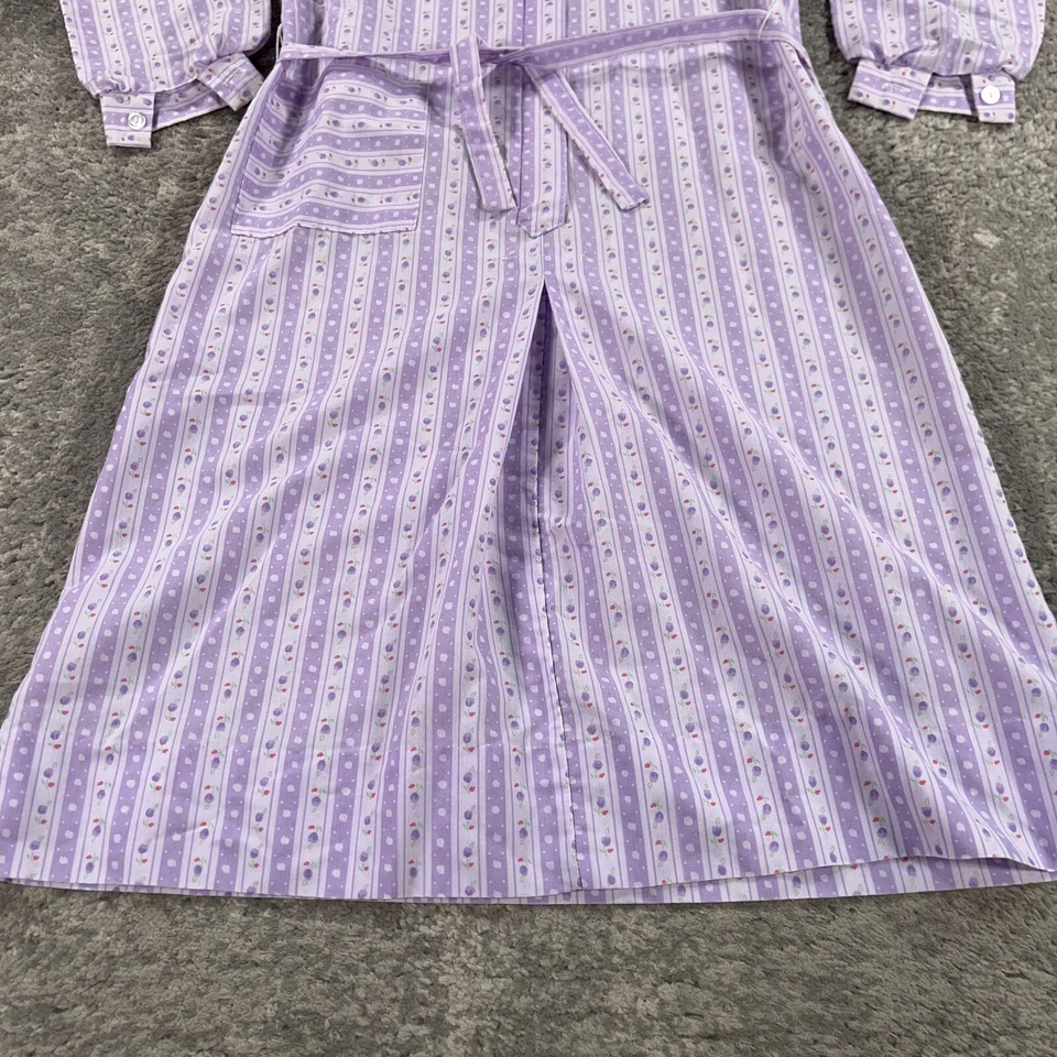 Vestido Vintage Mujer Pequeño S Púrpura Floral Rayas Midi Día Casa Salón Años 60 70 Foto 4 de 4