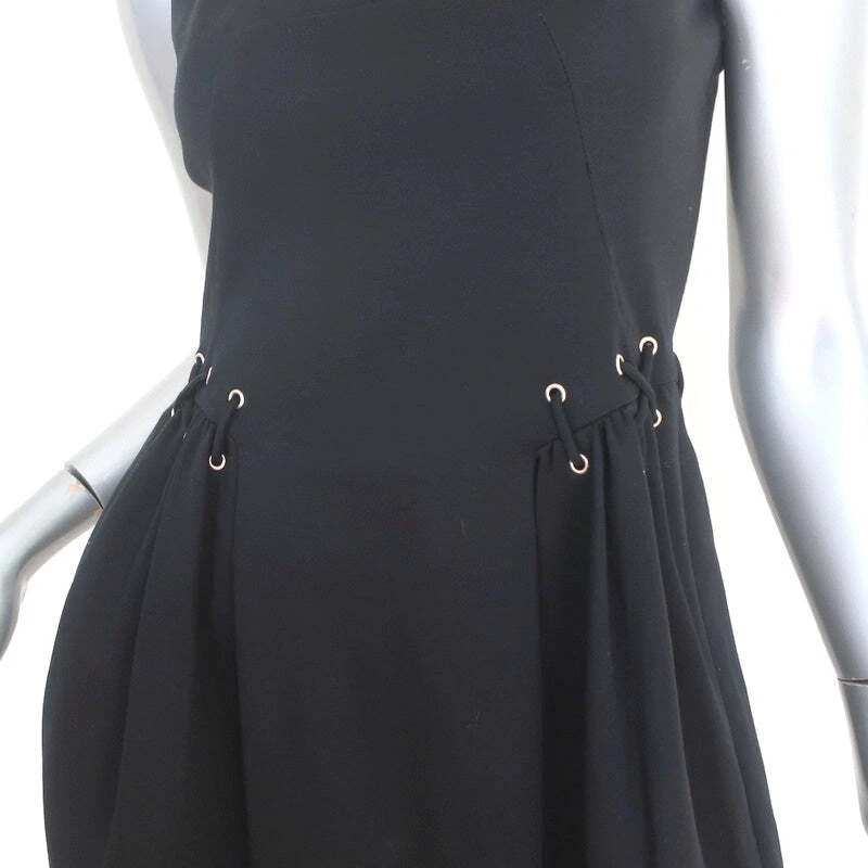 Yves Saint Laurent S/S 2009 Laced Waist Dress Black Cotton Jersey Size 38 - Image 2 of 4