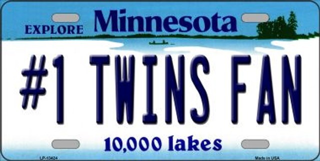Number 1 Twins Fan Novelty Metal License Plate Tag Tag