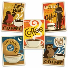 Coffee Day N Night Vinyl Sticker Set Vintage Style