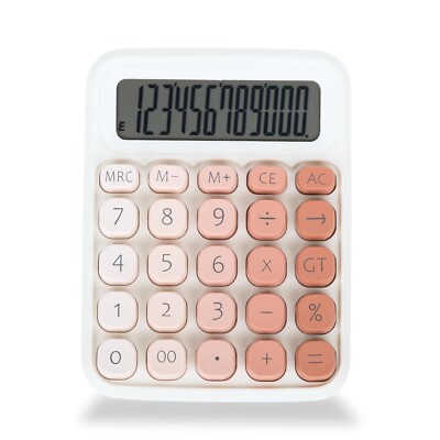 RATAVA Colorful 12-Digit Large LCD Display with Sugar Cube Buttons ( Peach )