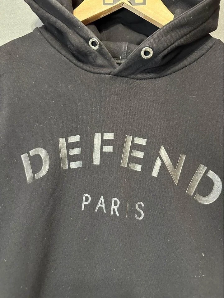 Defend Paris Sudadera con Capucha Para Hombre Mediana Negra Sudadera Pull over Peso Pesado Diseñador Foto 3 de 4