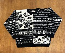 Vintage Beldoch Popper Knit Geometric Sweater Large Patterned 80s 90s USA