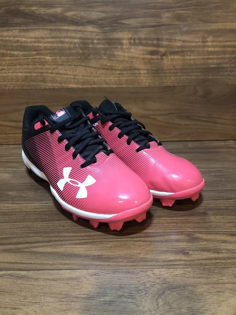 Under Armour Leadoff Low Cleats Size 2.5Y US 1297316 002 Black And Pink