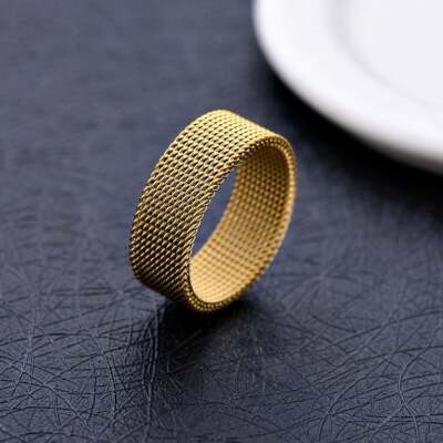 Men Women's 18K Gold Filled Tarnish-FREE Italian Mesh Band Ring