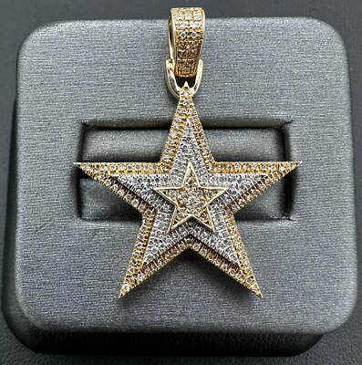 Schöner 10kt Tri Color Gold Sternform 3/4cttw Diamant Anhänger 4mm Ballen