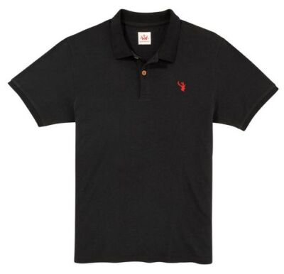 Spieth & Wensky Herren T-Shirt Kreuzmühle schwarz mit rotem Hirsch Poloshirt