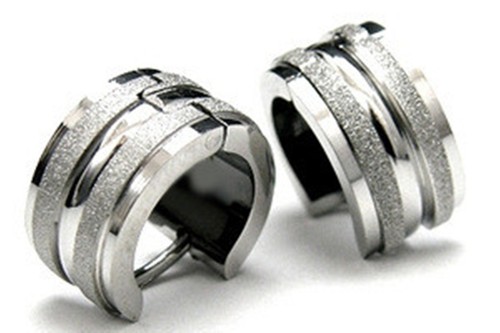 New Man Stainless Steel Frosted matte finish Hoop Earrings Piercings Gift him - Picture 2 of 13