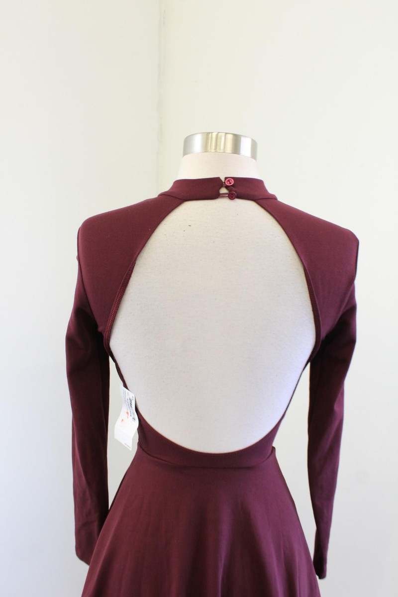 american apparel violette skater dress NWT American Apparel Maroon Violette Skater Dress Back XS Open Back Black