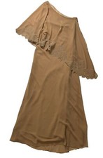 CICCI USA MAXI ONE SHOULDER DRESS GOWN SIZE LARGE Mustard Seed Beige