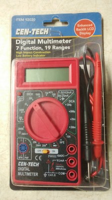 CENTECH 7 Function Digital Multimeter Meter 19 Ranges Backlit LCD Display #92020