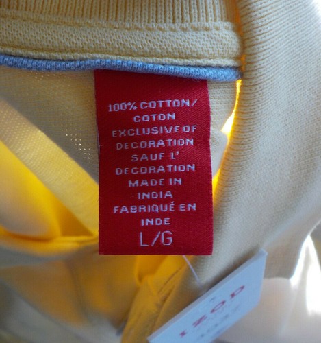 IZOD Sports Shirt Size L NWT Yellow Logo Hi Low Hem Short Sleeve 100% Cotton - Picture 9 of 12