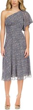 Michael Kors Women's Floral One Shoulder Midi Dress, Dusty Rose, L