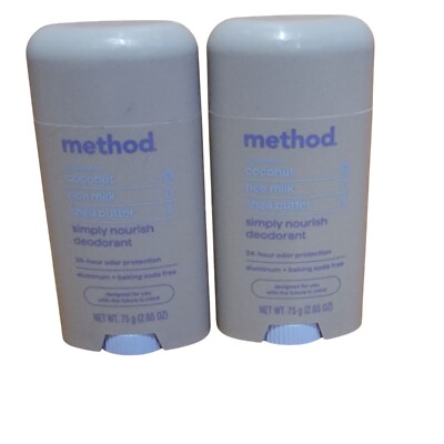 Method Simply Nourish Deodorant 2-Pack Coconut Rice Milk Shea Butter 24-Hour