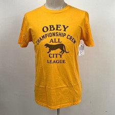 OBEY Men's S/S T-Shirt ALL CITY PANTHER - Baked Yellow - Medium - NWT - LAST ONE