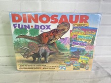 VTG Dinosaur Fun Box Includes Coloring and Activity Books Pads Puzzles Crayons
